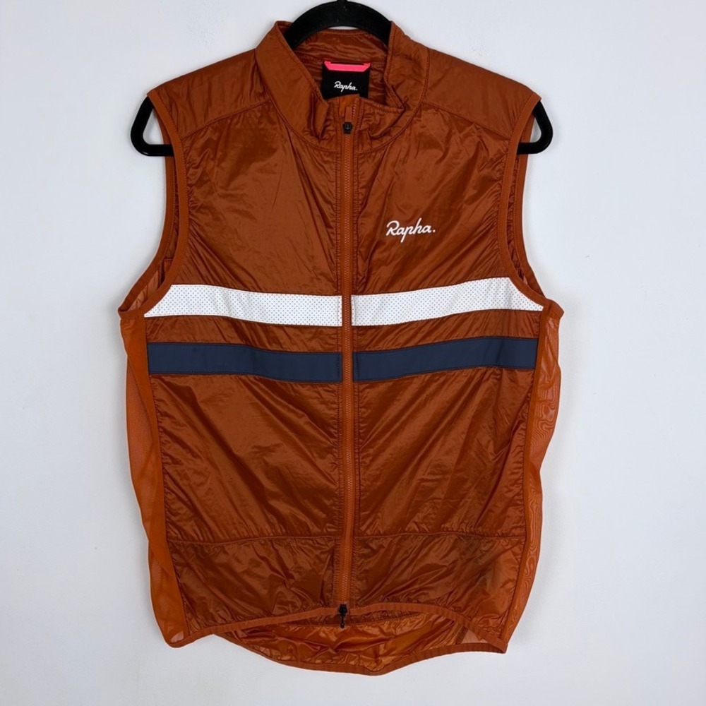 Rapha Mens Brevet Insulated Gilet Vest Packable Cycling Outerwear Zip Orange XL